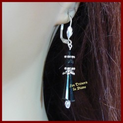 Boucles d'oreilles en cristal noir