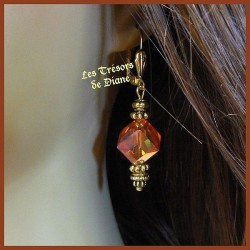 Boucles d'oreilles en cristal irisé faceté orange