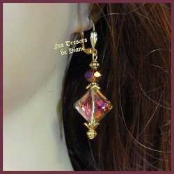 Boucles d'oreilles en cristal irisé faceté multicolore