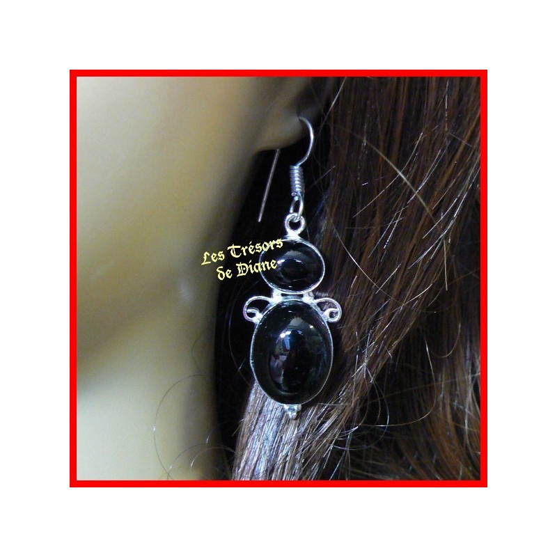 Boucles d'oreilles PRESTIGE en ONYX