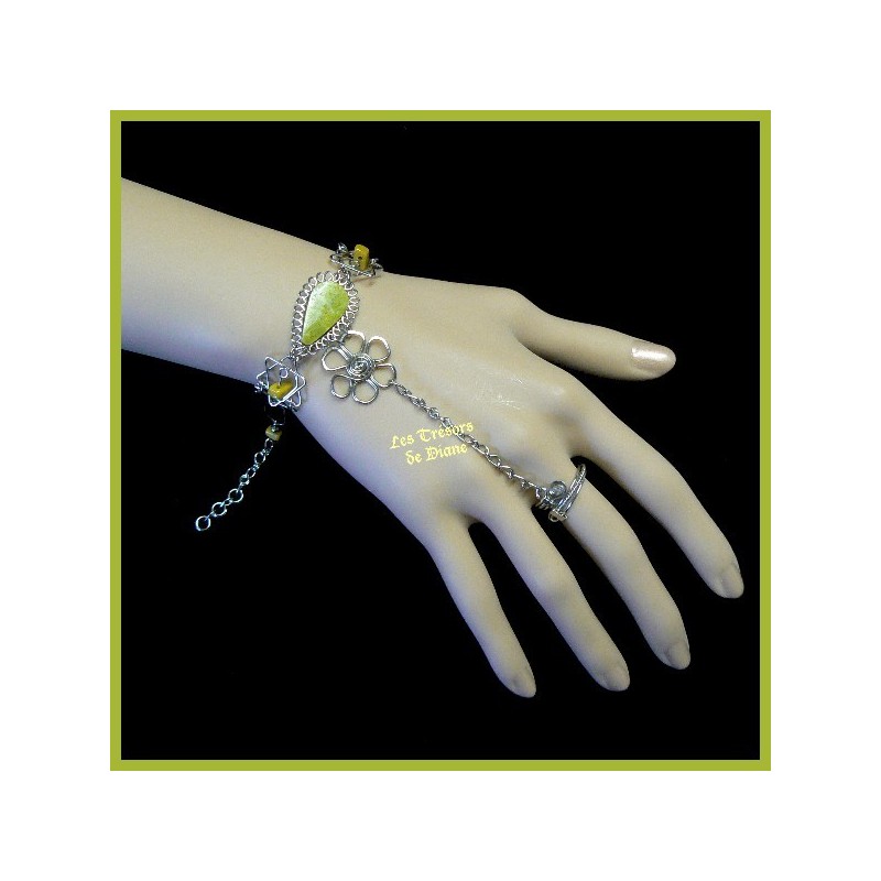 Bracelet de main en jaspe serpentine naturel Bracelet de main en jaspe serpentine naturel