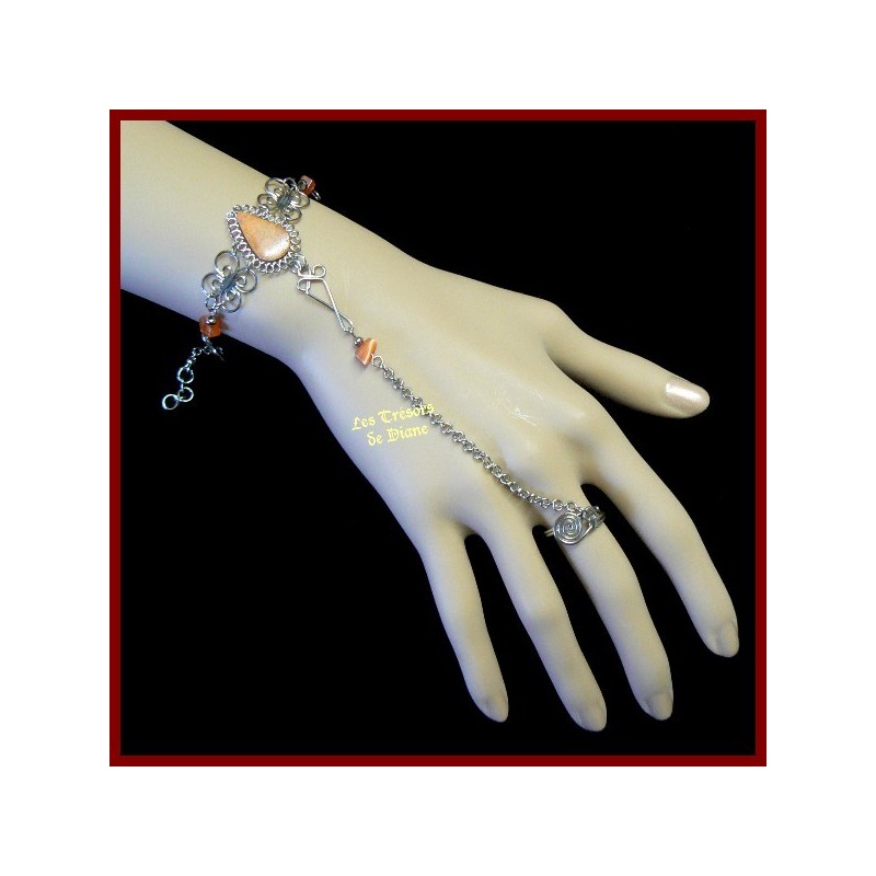 Bracelet de main en jaspe naturel Bracelet de main en jaspe naturel