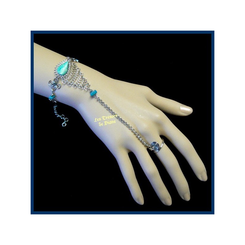 Bracelet de main en turquoise naturelle Bracelet de main en turquoise naturelle