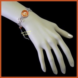 Bracelet du Pérou avec demie-sphère de verre orange