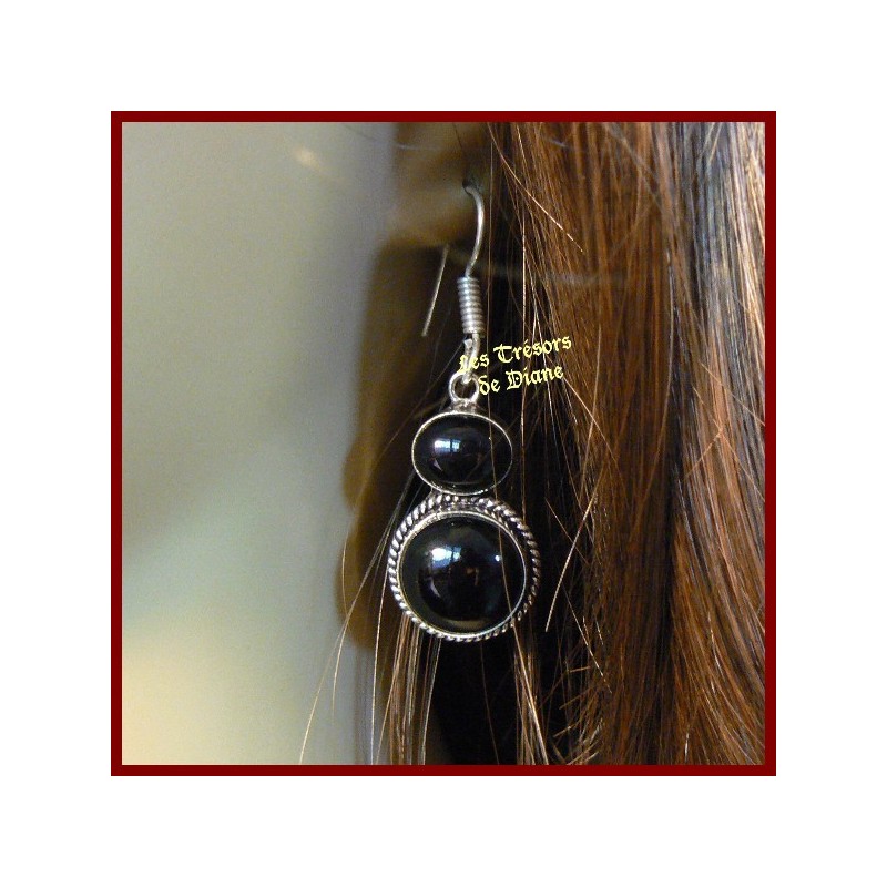 Boucles d'oreilles PRESTIGE en ONYX