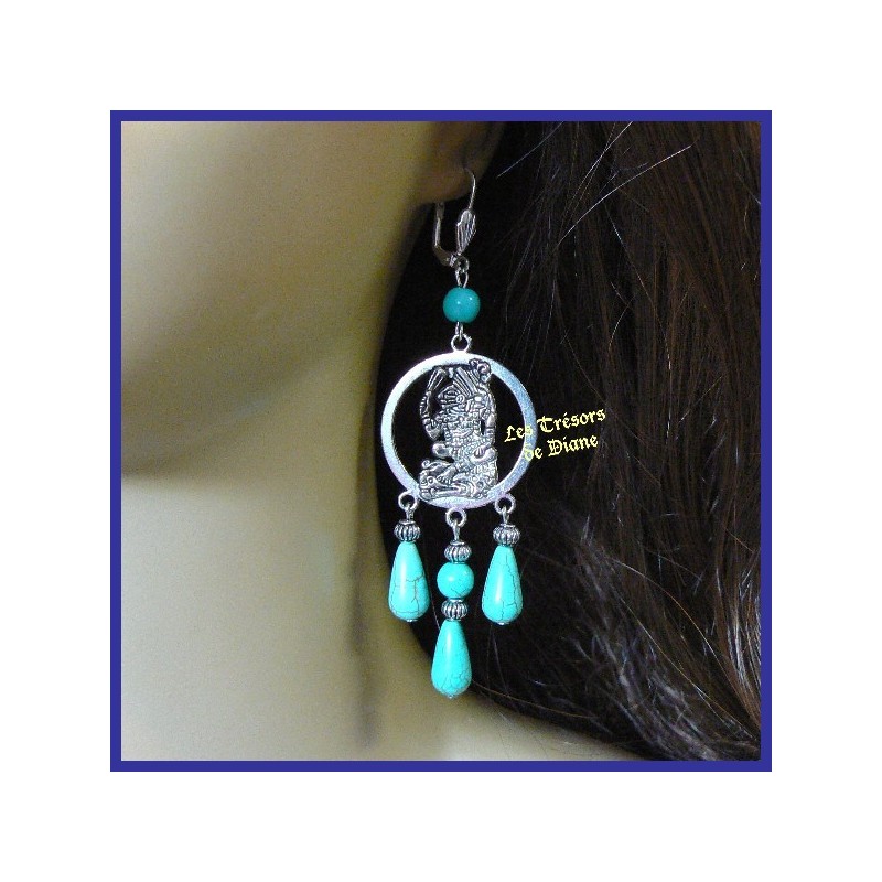 Boucles d'oreilles INCALA en TURQUOISE naturelle