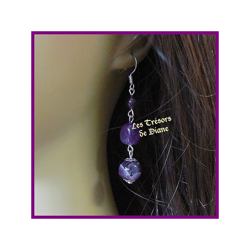 Boucles d'oreilles en AMETHYSTE naturelle