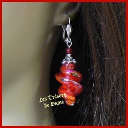 Boucles d'oreilles en verre CHANTILLY et JADE rouge