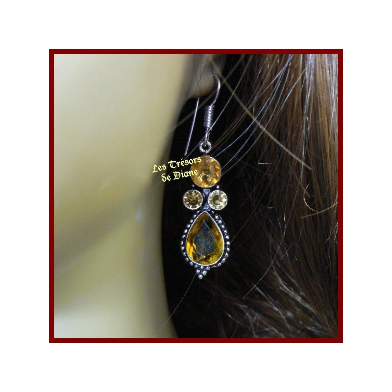 Boucles d'oreilles PRESTIGE en CITRINE