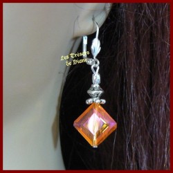 Boucles d'oreilles en cristal irisé faceté orange