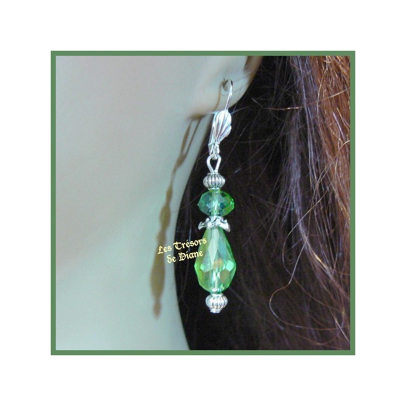 Boucles d'oreilles en cristal vert
