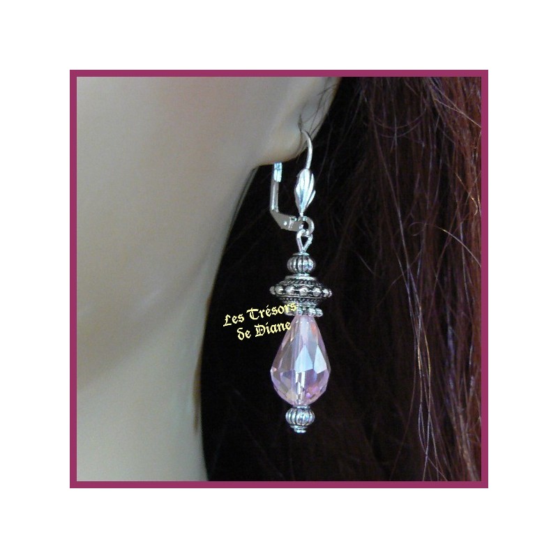 Boucles d'oreilles en cristal rose