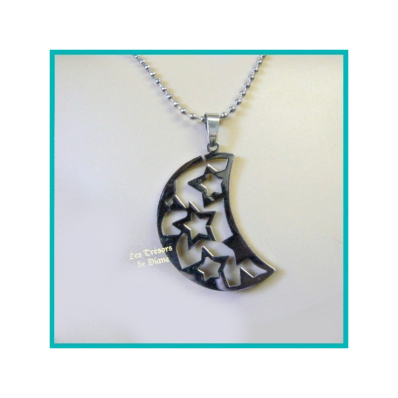 Pendentif LUNE en acier inoxydable