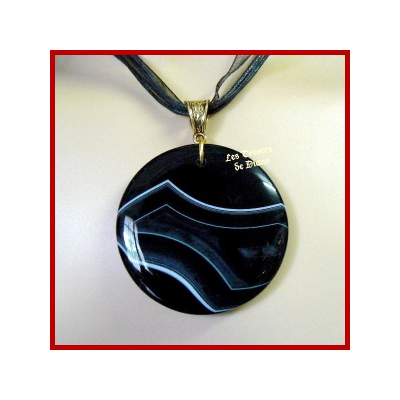 Pendentif rond en AGATE naturelle