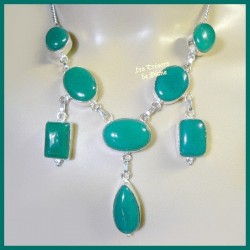 Collier prestige en CHRYSOPRASE naturelle et argent