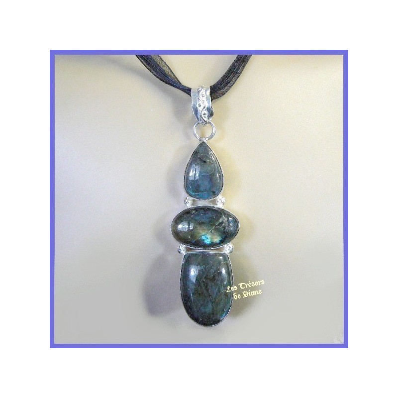 Pendentif en labradorite naturelle