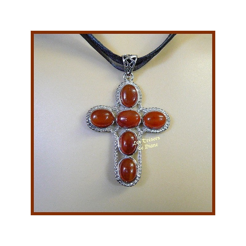 Pendentif CROIX en AGATE naturelle