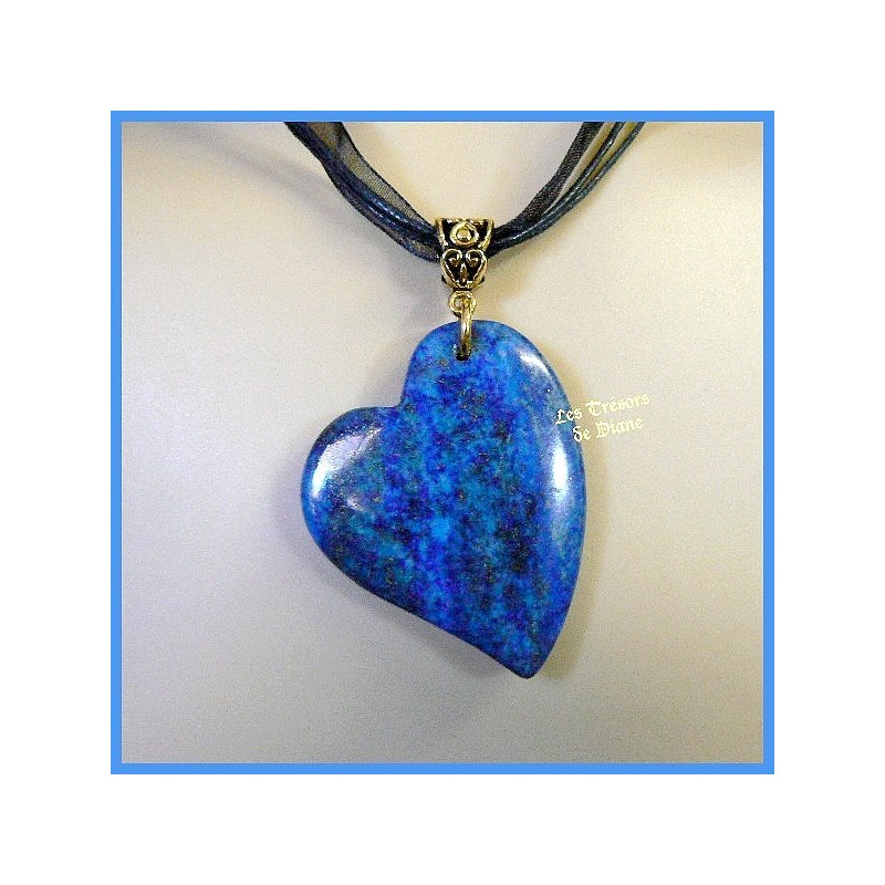 Pendentif COEUR ASYMETRIQUE en Lapis Lazuli naturel