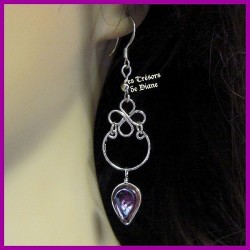 Boucles d'oreilles du Pérou en verre prune