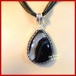 Pendentif prestige en AGATE naturelle sertie argent