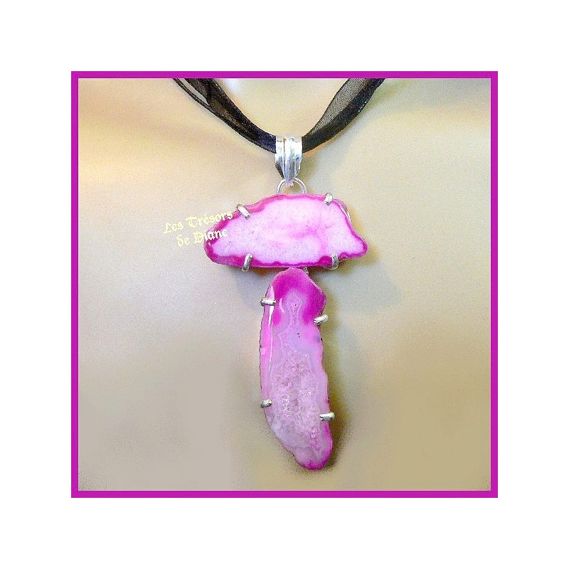 Collier prestige en AGATES GEODES serties argent Collier prestige en AGATES GEODES serties argent