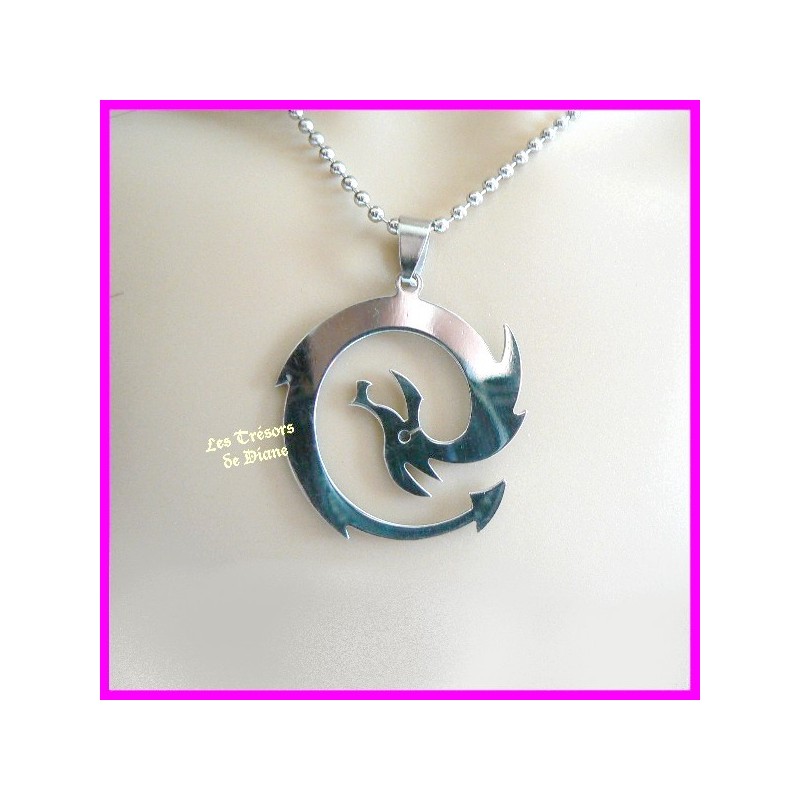 Pendentif DRAGON TRIBAL en acier inoxydable