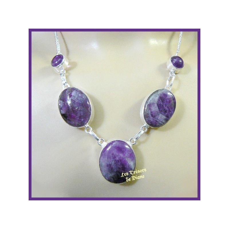 Collier prestige en AMETHYSTE naturelle et argent