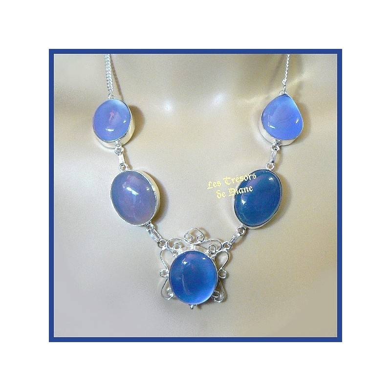 Collier PRESTIGE en CALCEDOINE naturelle Collier PRESTIGE en CALCEDOINE naturelle