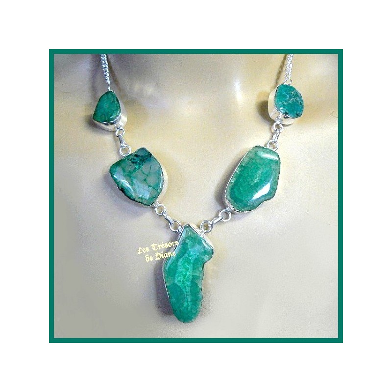Collier prestige en AGATE DRAGON naturelle et argent Collier prestige en AGATE DRAGON naturelle et argent