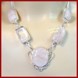 Collier PRESTIGE en CALCITE naturelle sertie argent