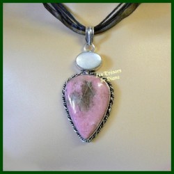 Pendentif en RHODONITE naturelle ROSALINE