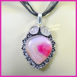 Pendentif PRESTIGE en AGATE naturelle sertie argent