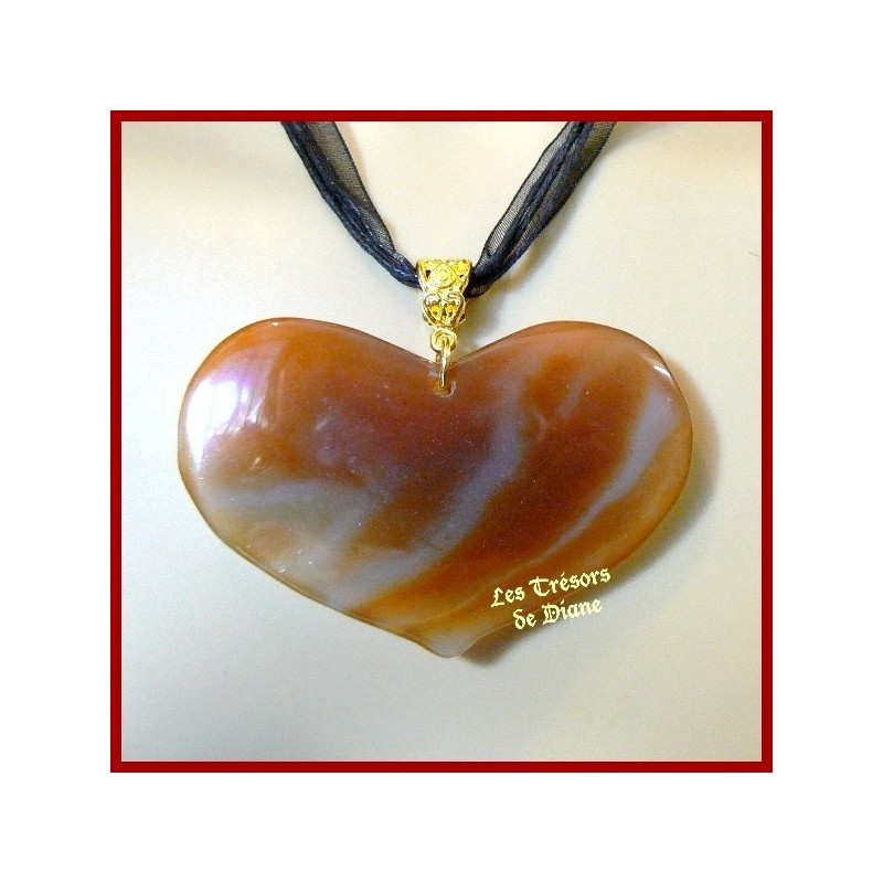 Pendentif COEUR en AGATE naturelle