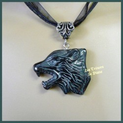 Pendentif TETE DE LOUP en hématite