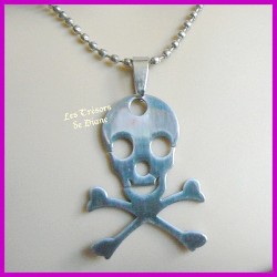 Pendentif TETE DE MORT PIRATE en acier inoxydable