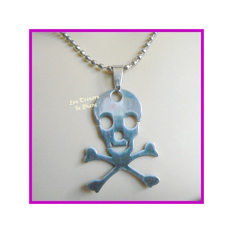 Pendentif TETE DE MORT PIRATE en acier inoxydable