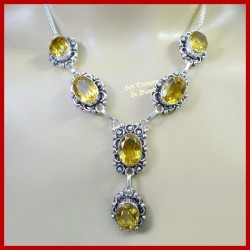 Collier PRESTIGE en CITRINE et argent