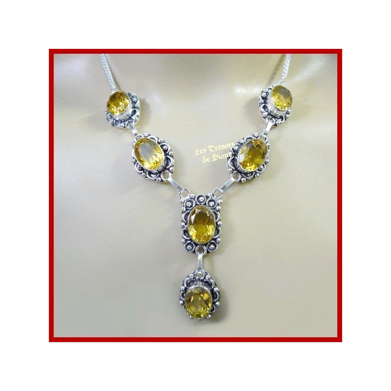 Collier PRESTIGE en CITRINE et argent