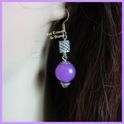 Boucles d'oreilles en jade violet