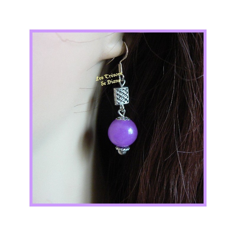 Boucles d'oreilles en jade violet