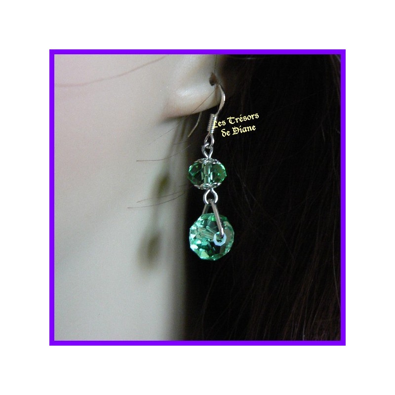 Boucles d'oreilles en cristal Swarovski vert