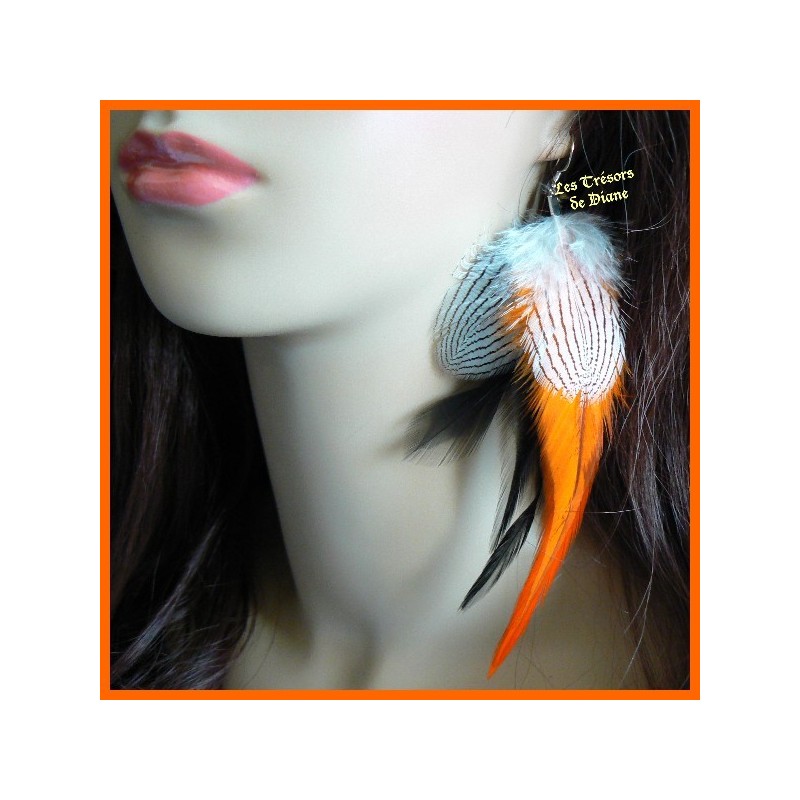 Boucles d'oreilles FROU FROU en plumes véritables