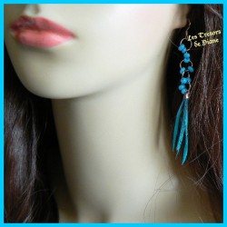 Boucles d'oreilles en plumes véritables