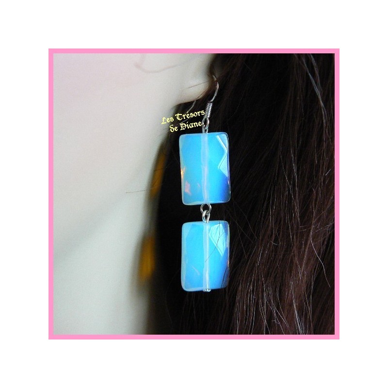 Boucles d'oreilles opalite facettée