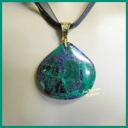 Pendentif LARME en LAPIS LAZULI et MALACHITE naturels