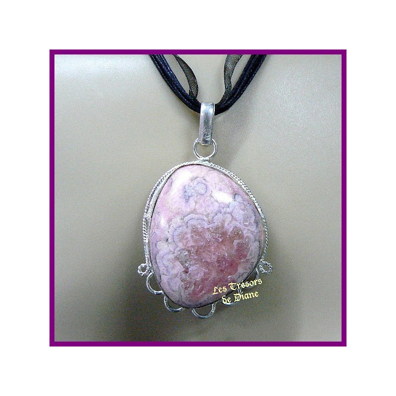 Pendentif PRESTIGE en RHODONITE naturelle Pendentif PRESTIGE en RHODONITE naturelle