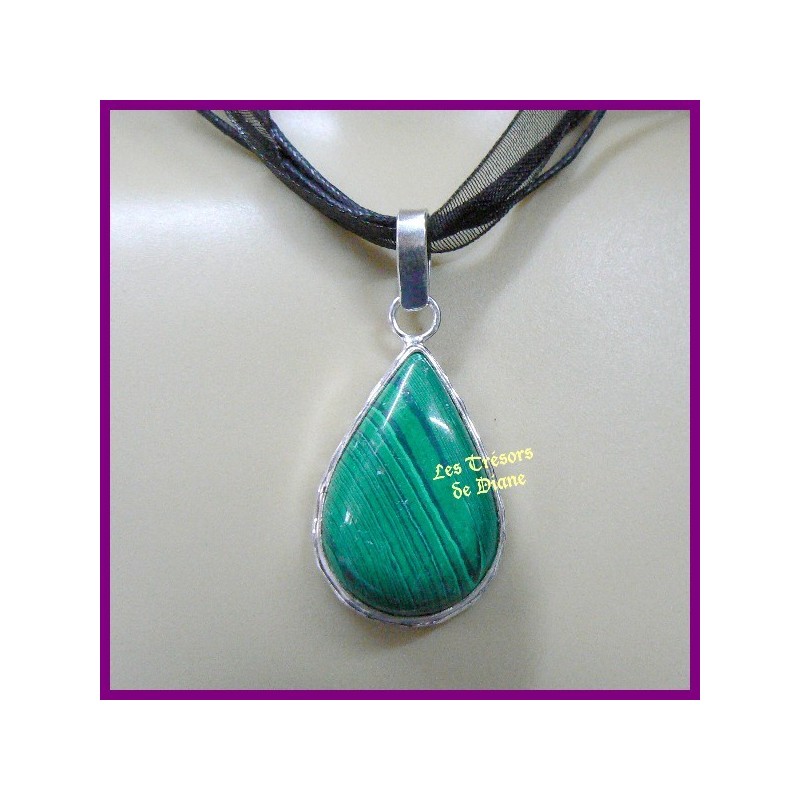 Pendentif PRESTIGE en MALACHITE naturelle