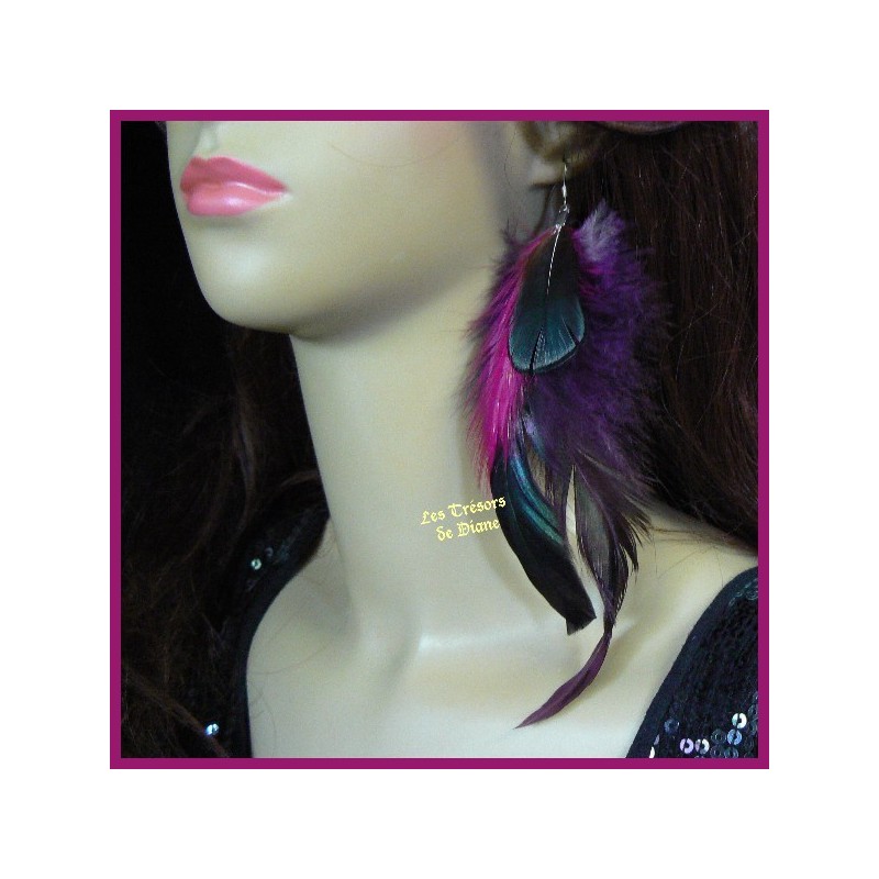 Boucles d'oreilles FROU FROU en plumes véritables