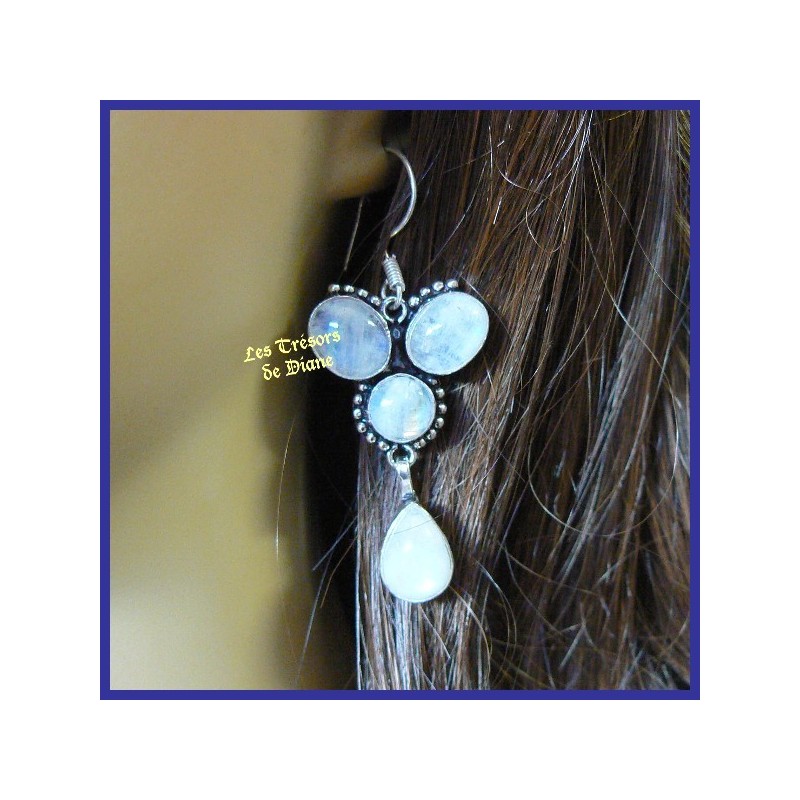 Boucles d'oreilles PRESTIGE en PIERRE DE LUNE naturelle