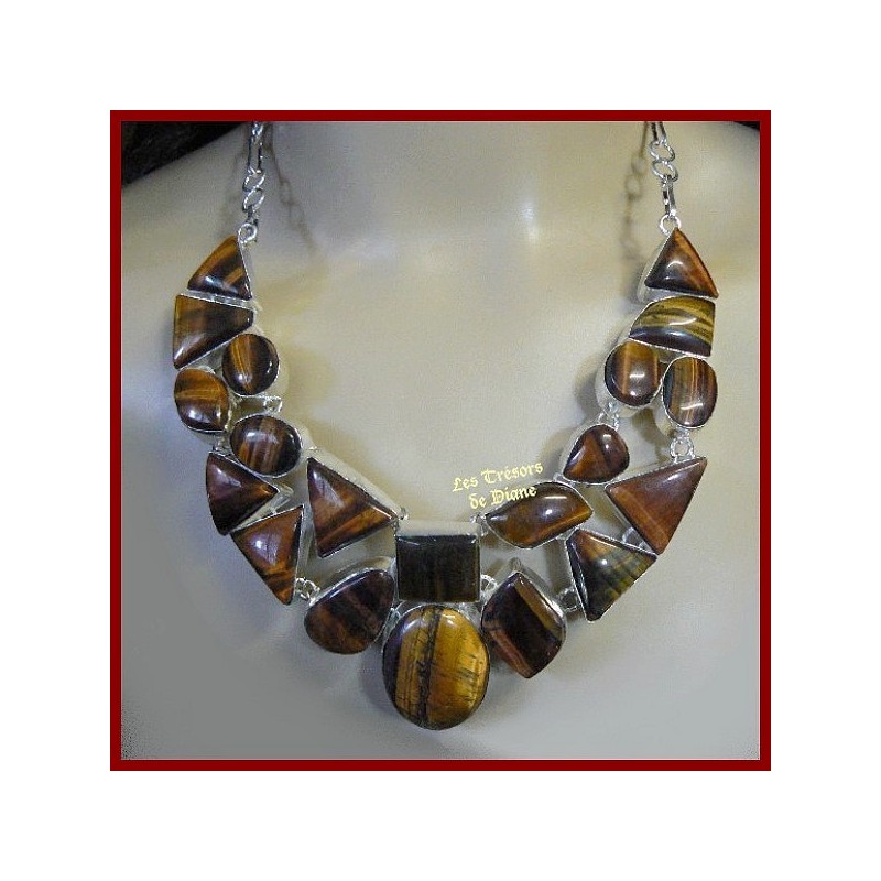 Collier PRESTIGE en OEIL DE TIGRE naturel Collier PRESTIGE en OEIL DE TIGRE naturel